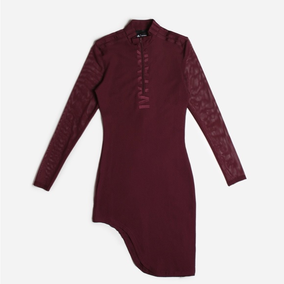 Adidas x Ivy Park Asym Maroon Dress -GK4904 - Picture 4 of 5